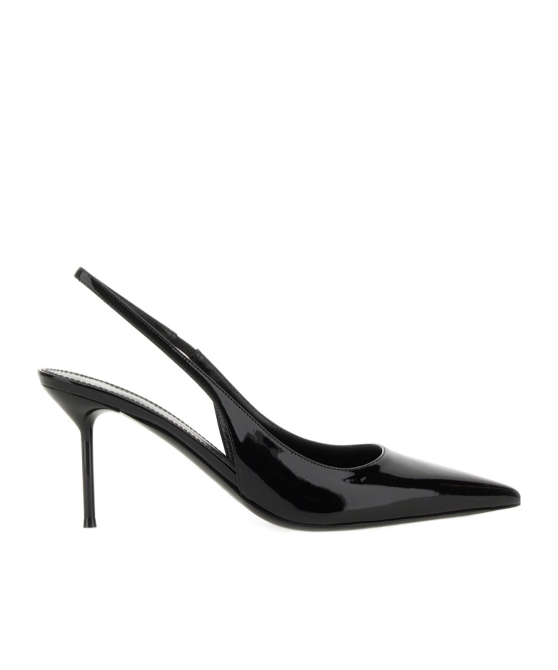 Paris Texas Lidia Slingback 70 Pumps In Black Patent Leather In Animal Print