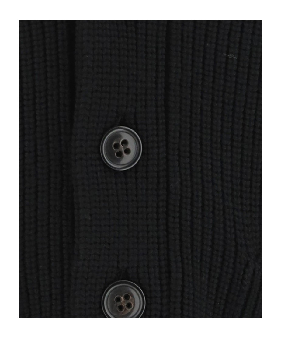 Drumohr Shawl-lapel Ribbed-knit Cardigan In Black
