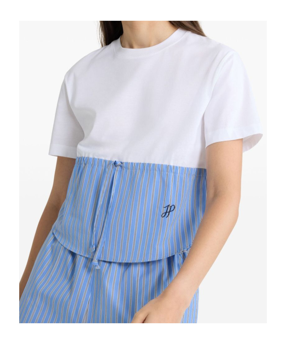 Patou Drawsgtring Waist Panelled T-shirt Clothing In White