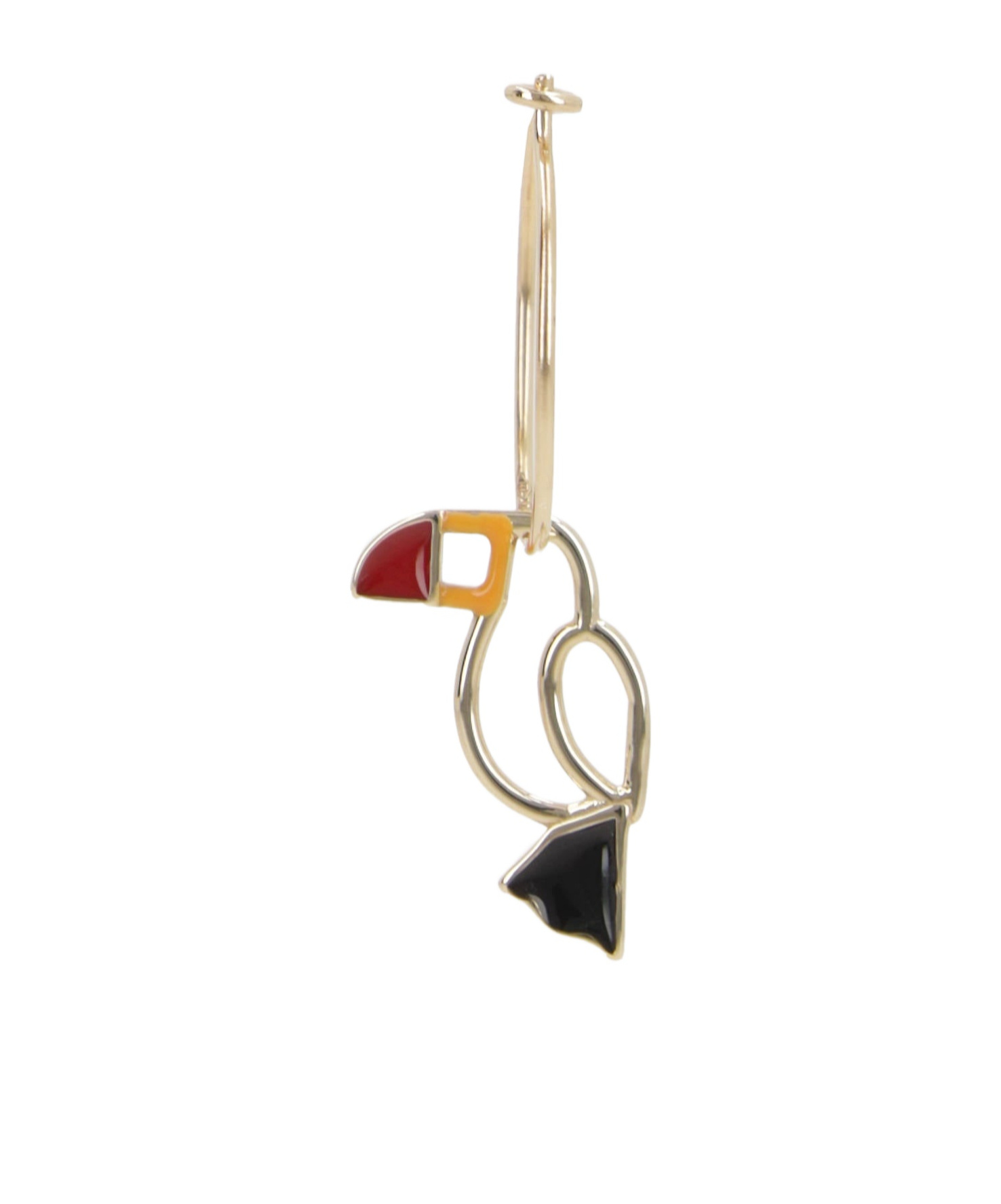 Aliita Tucan Earring In Enameled Yellow Gold