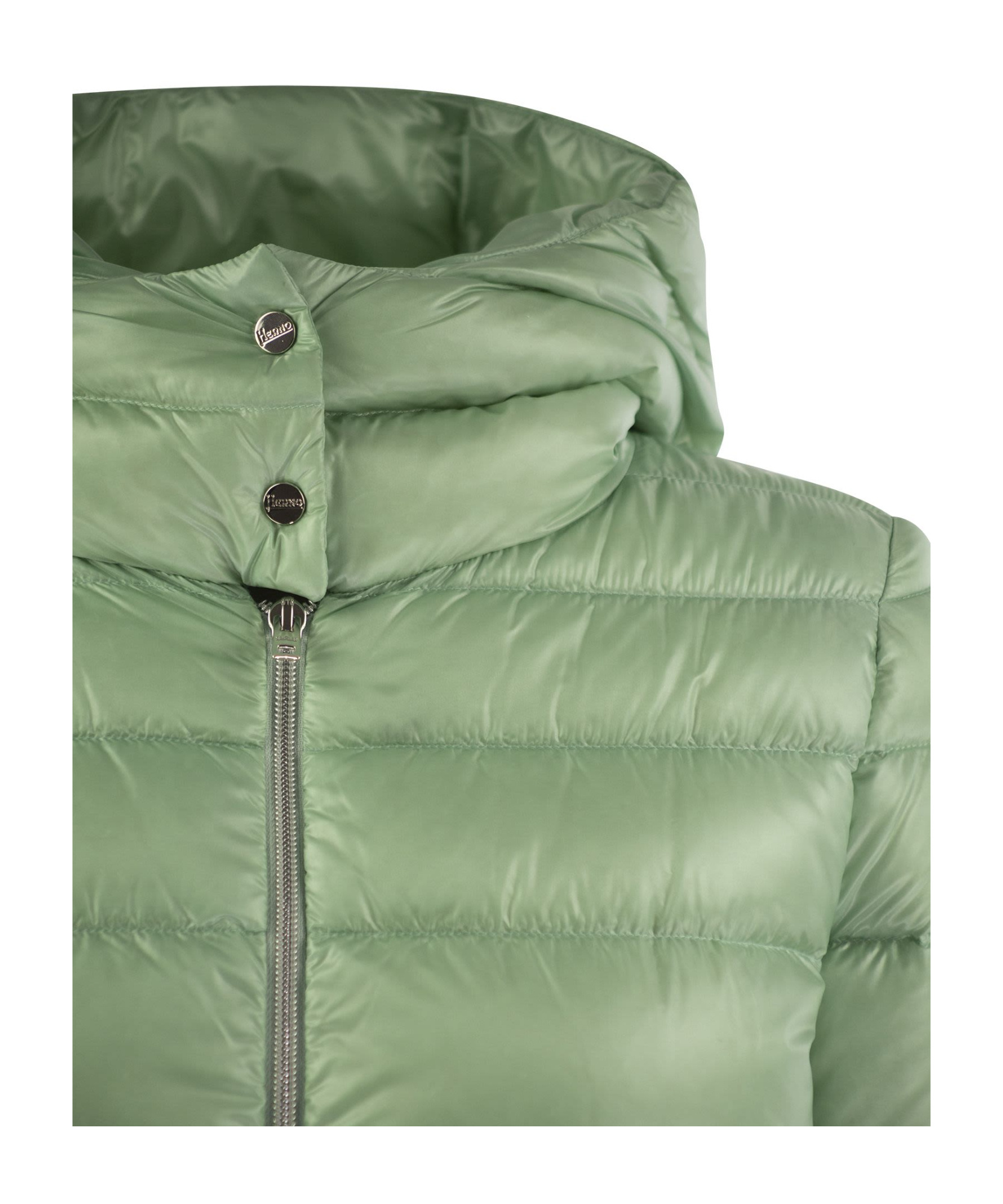 Herno Women Ultralight Nylon Bomber Jacket With Hood In Green