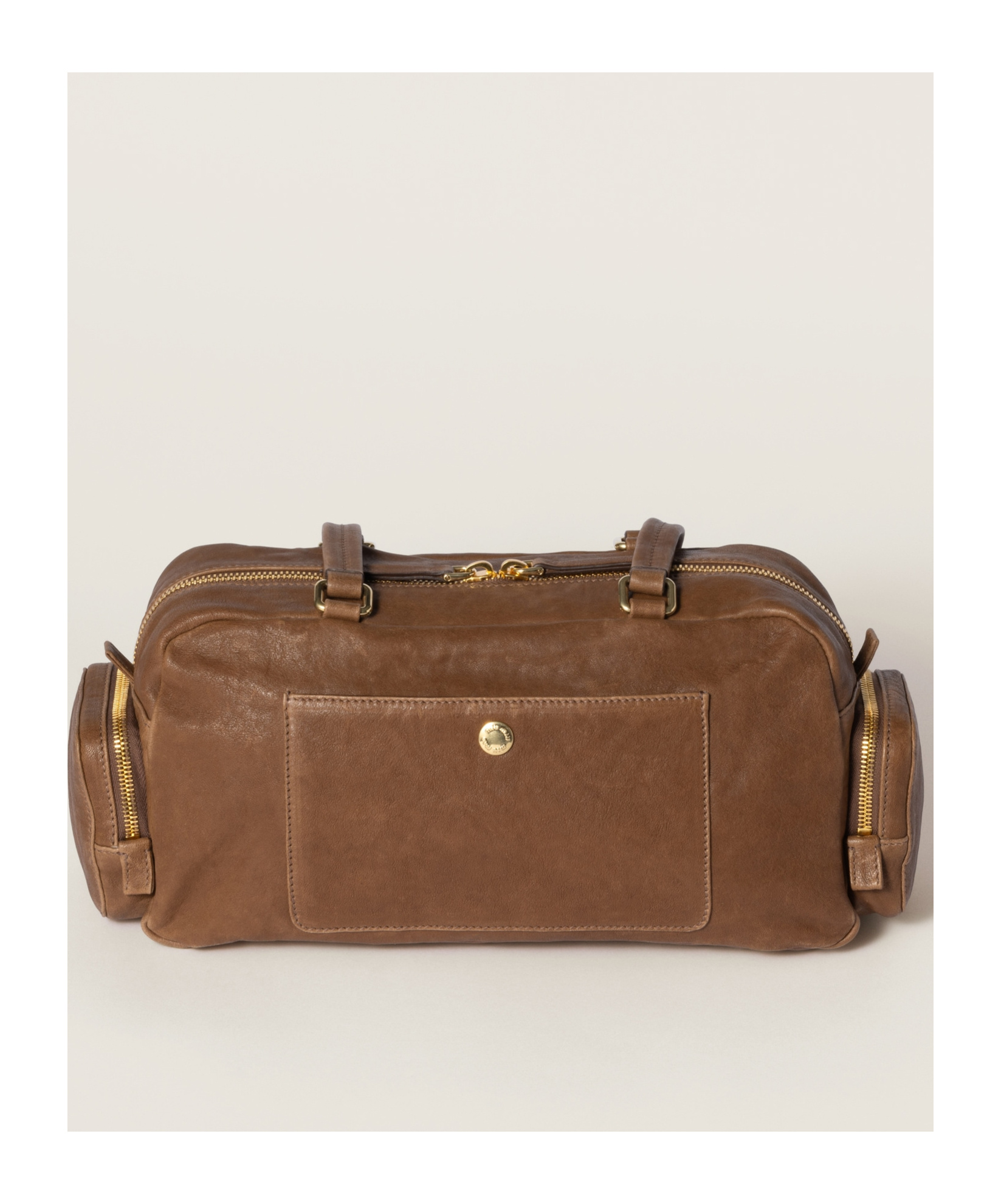 Miu Miu Leather Tote Bag In Brown