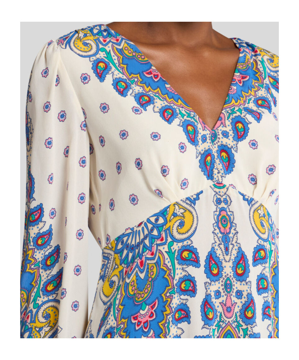 Etro Paisley Print V-neck Midi Dress In Blue