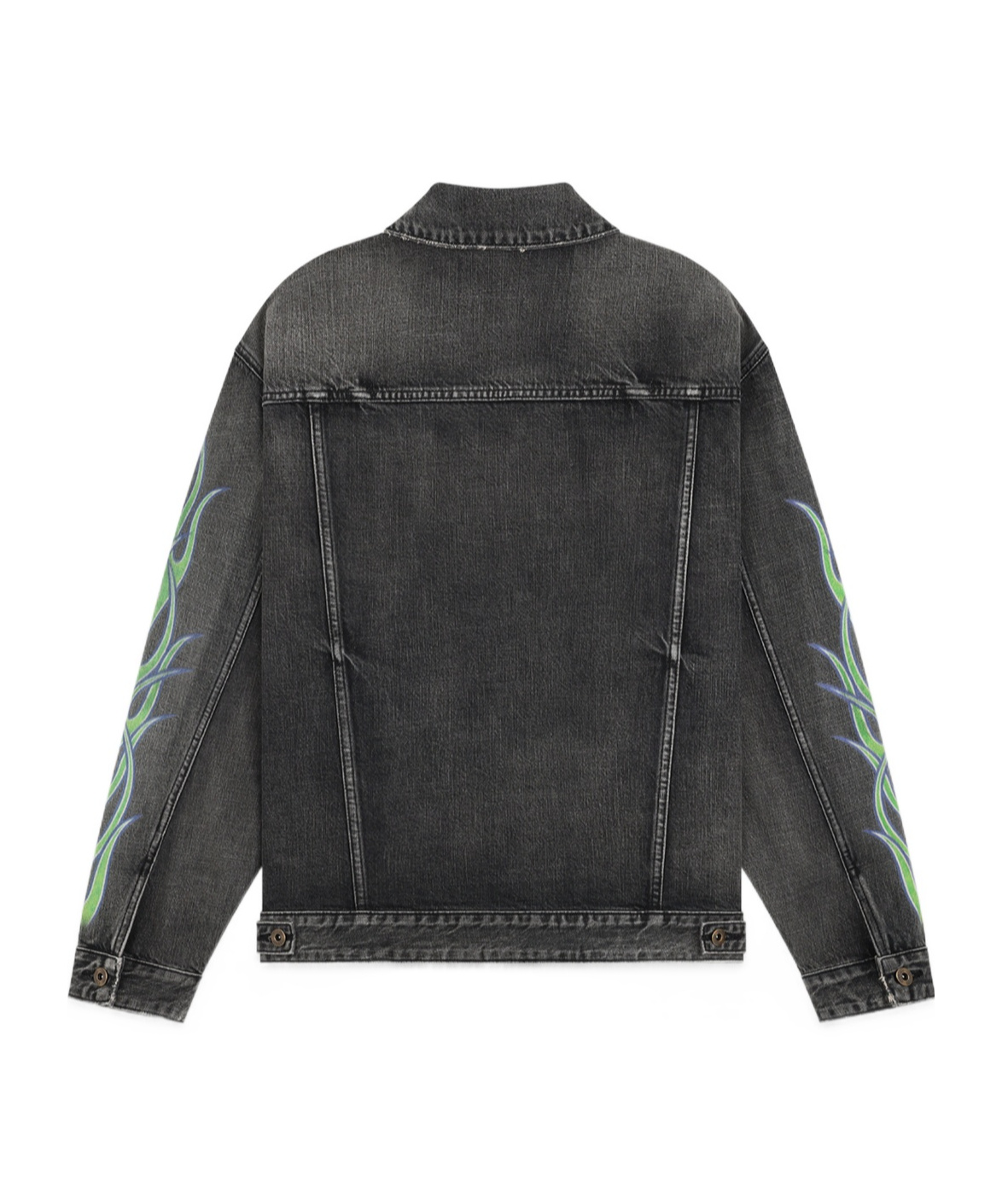 We11 Done Flame Micro-label Denim Jacket In Black