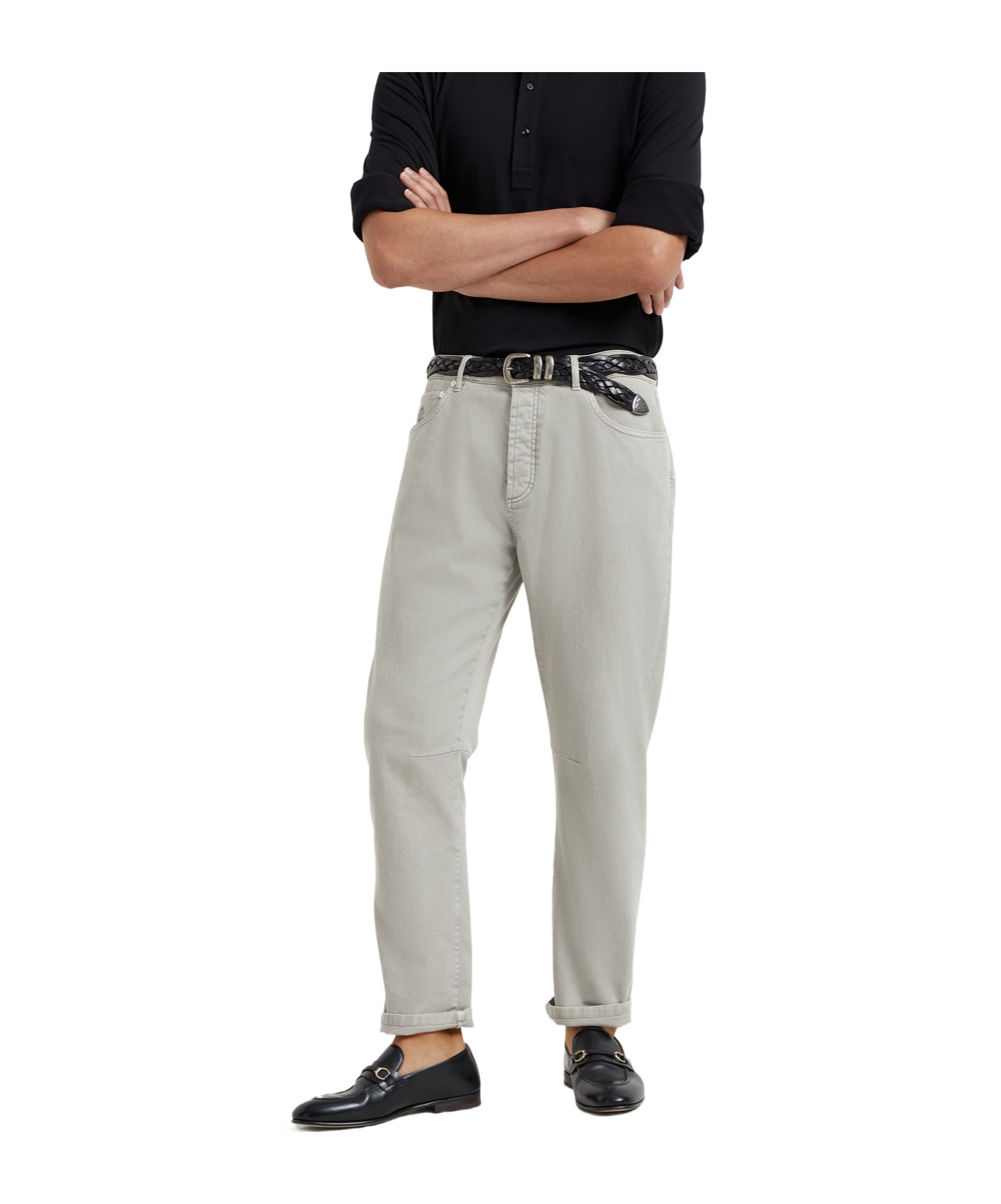 Brunello Cucinelli Pants With Turn-up Hem In Gray
