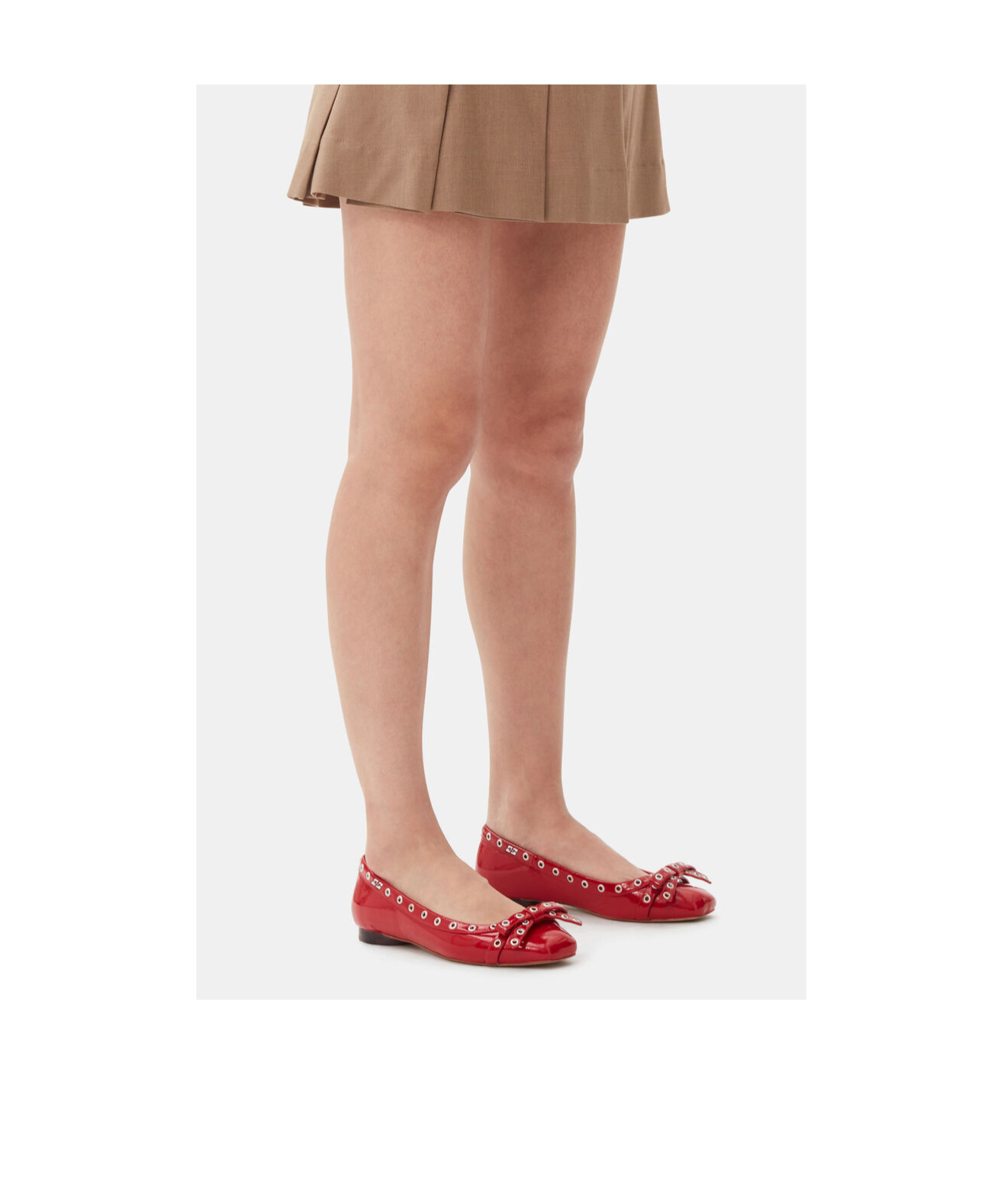 Ganni Eyelet Detailing Ballerina Shoes In Red