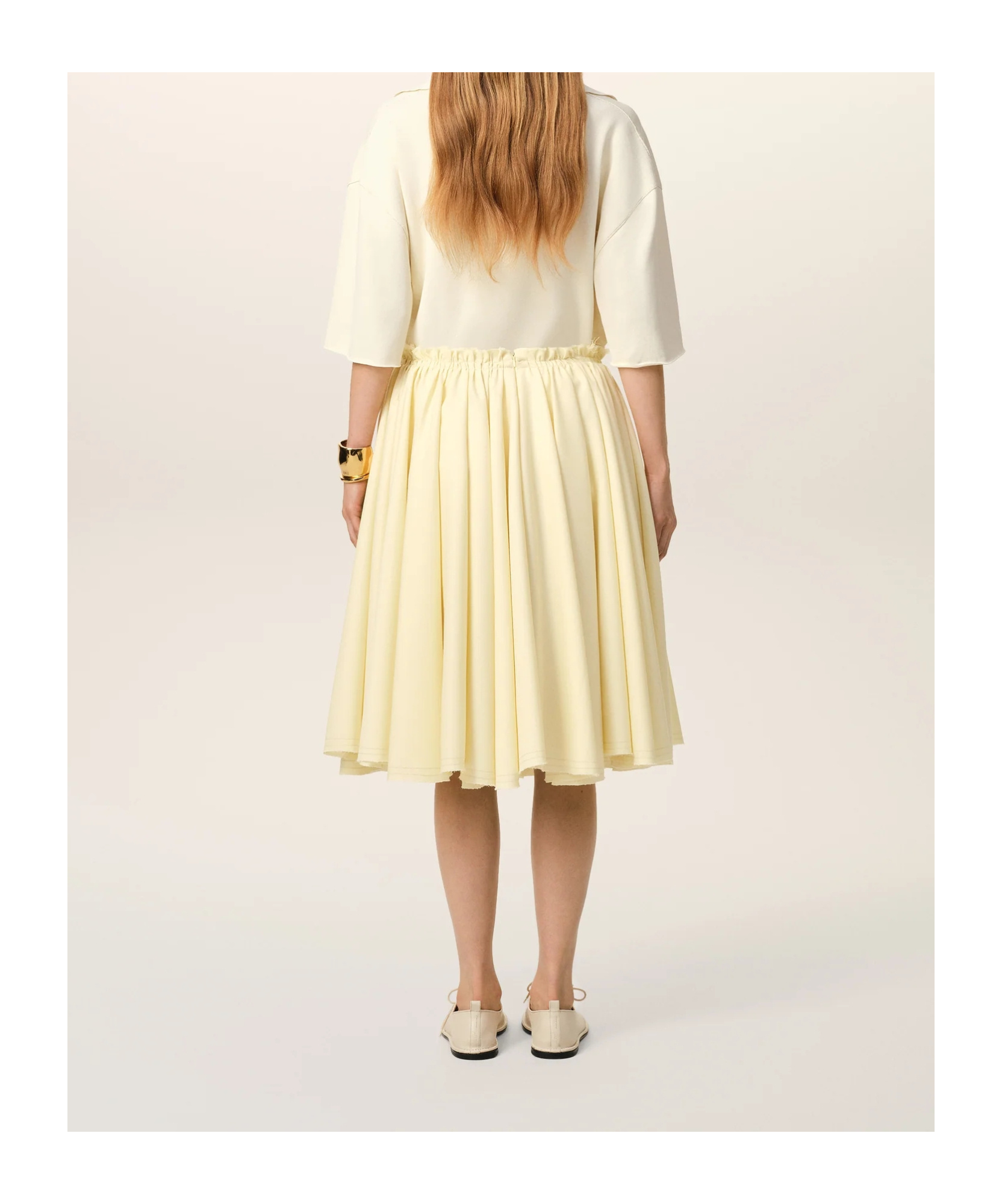 Shop Ami Alexandre Mattiussi Yellow Wool Skirt With Godets In Butter