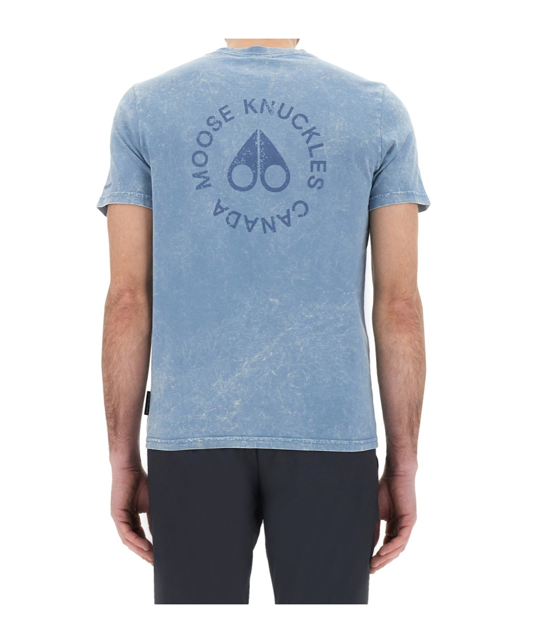 Moose Knuckles Round Neck Short Sleeves Washed Effect T-shirt In Blue