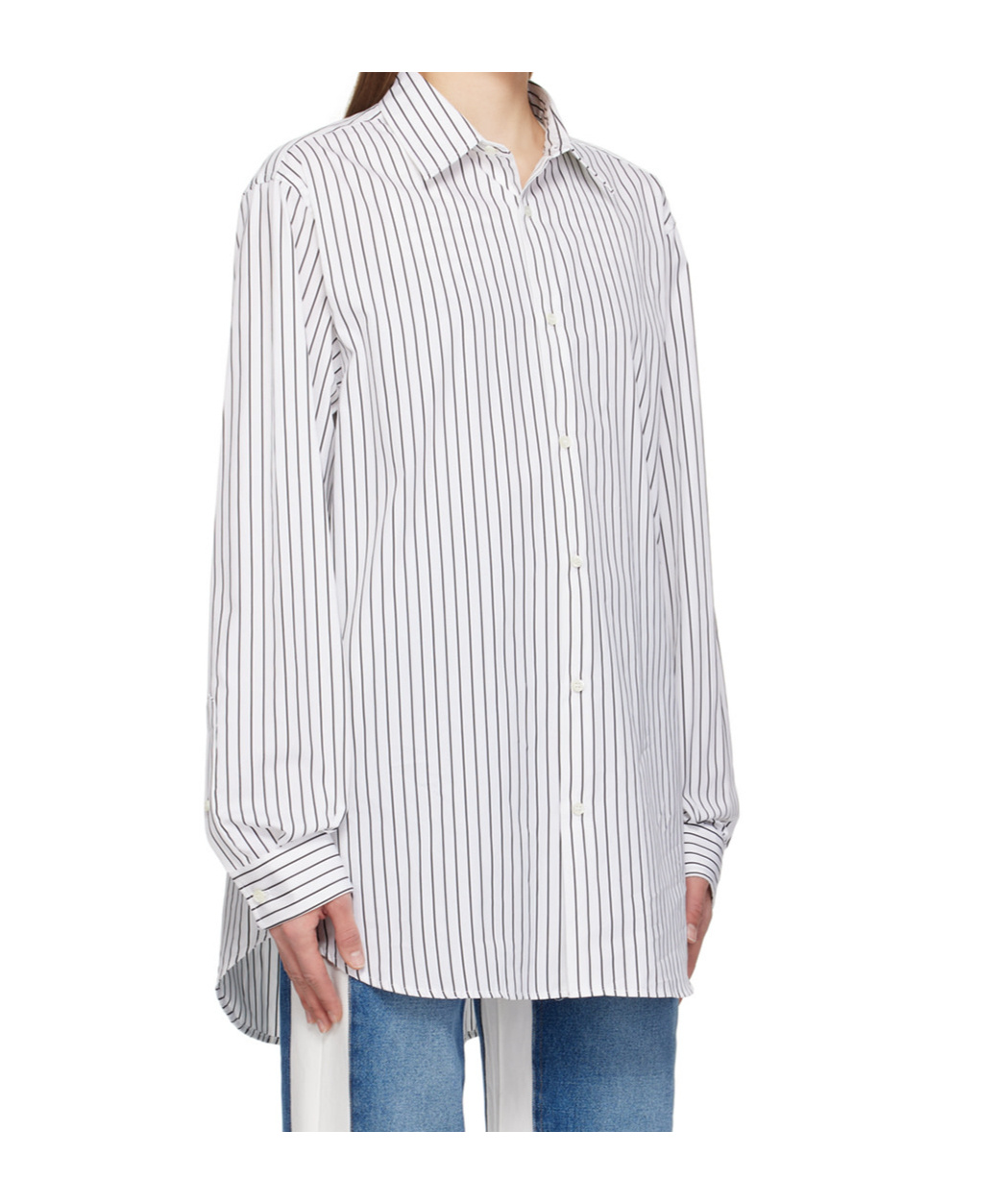 Jean Paul Gaultier Haute Jeannerie Stripe-pattern Oversized-fit Cotton In White