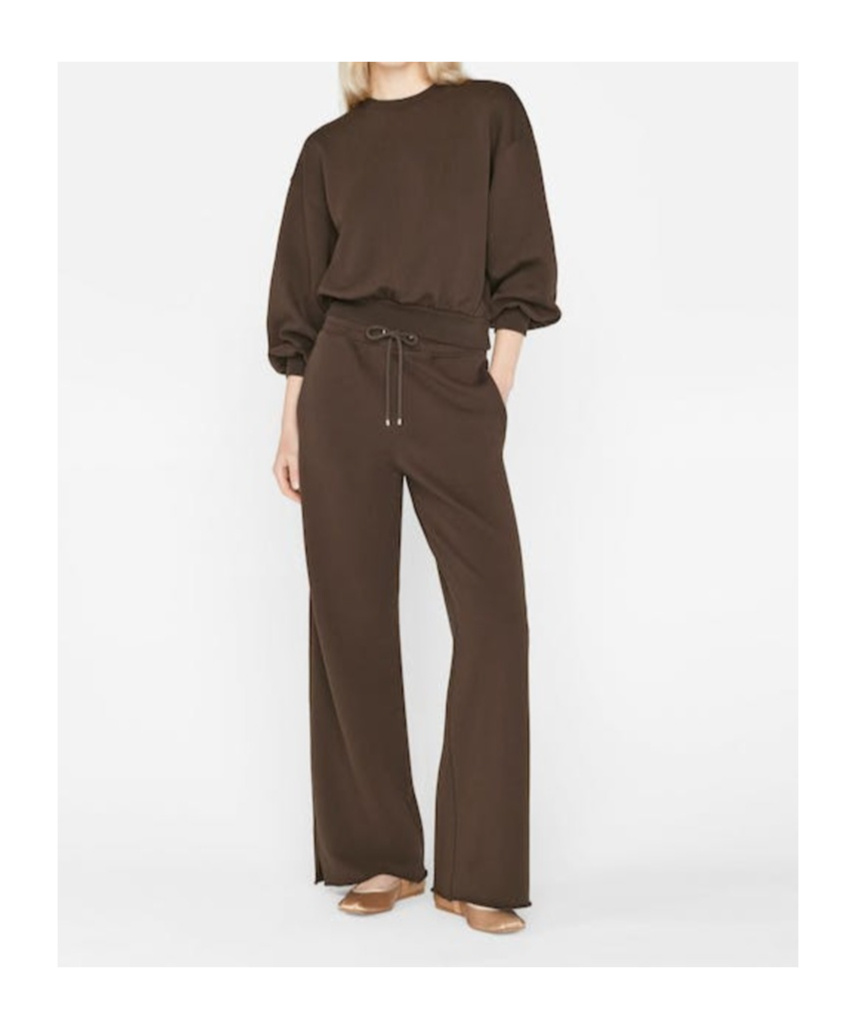 Frame Lantern Sleeve Crewneck Sweatshirt In Brown