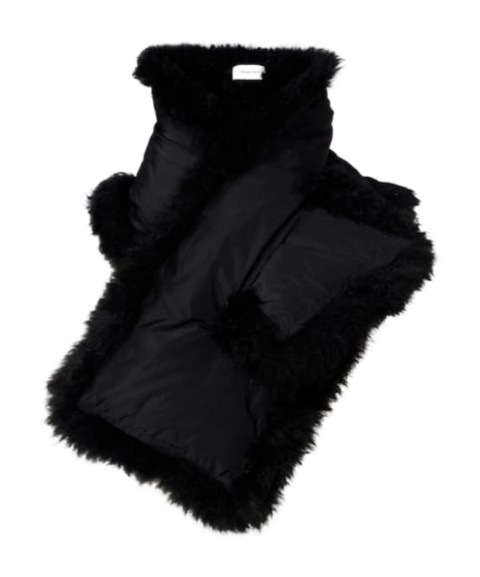 Yves Salomon Reversible Shearling Down Scarf In Black