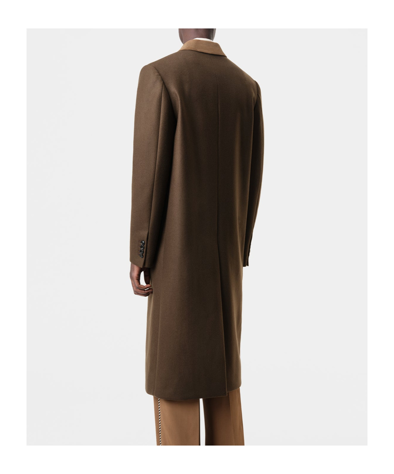Amiri Wool Blend Double-breasted Coat With Suede Collar For Men In Brown