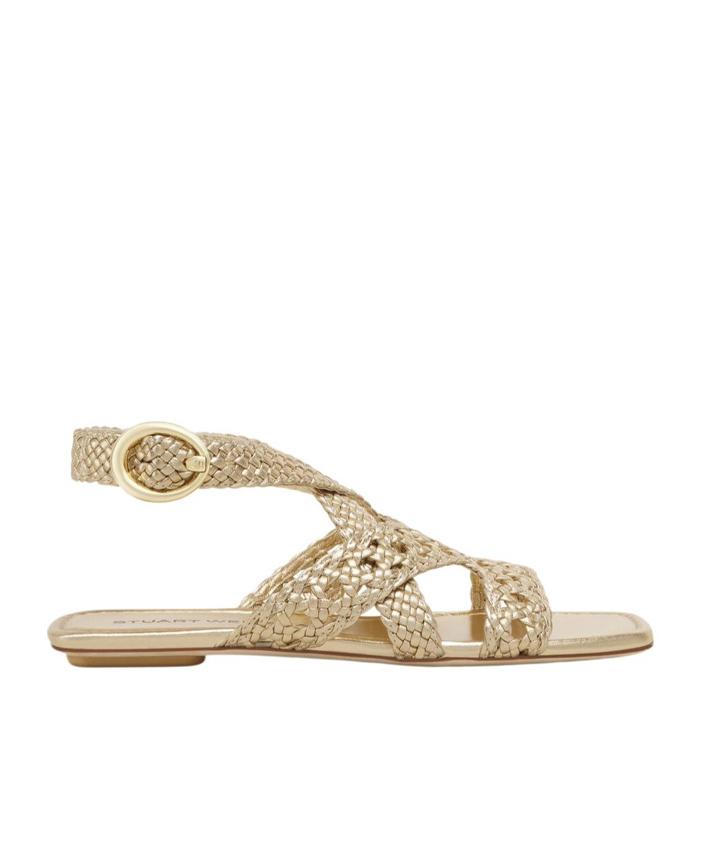 Stuart Weitzman Thea Metallic Braided Slingback Sandals
