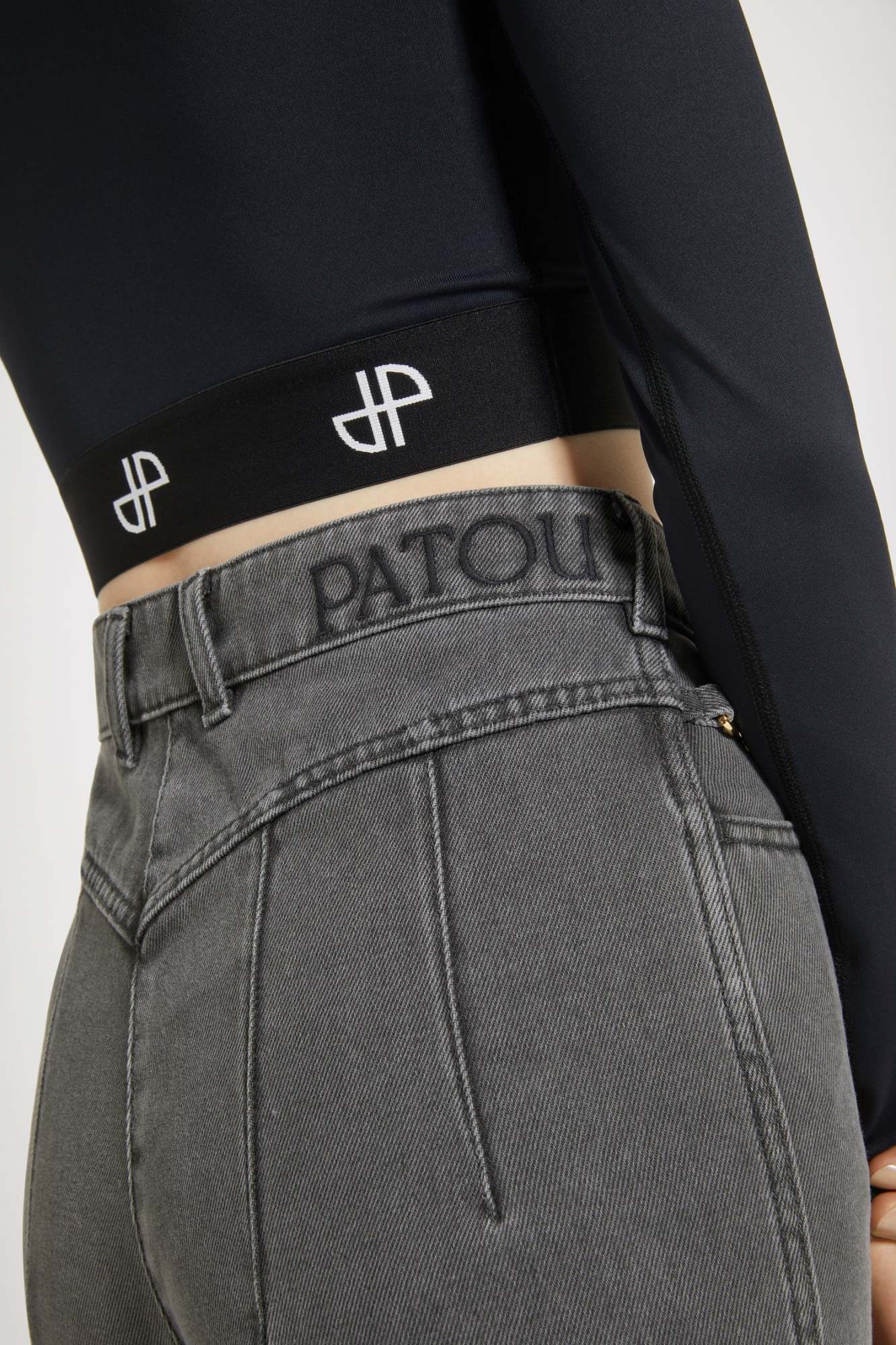 Patou Flared Trousers In Organic Cotton Denim In Gray