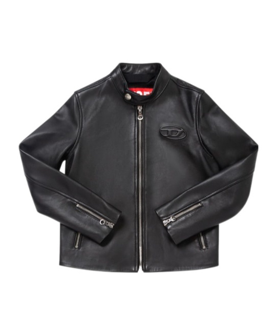 Diesel Logo Embossed Leather Jacket