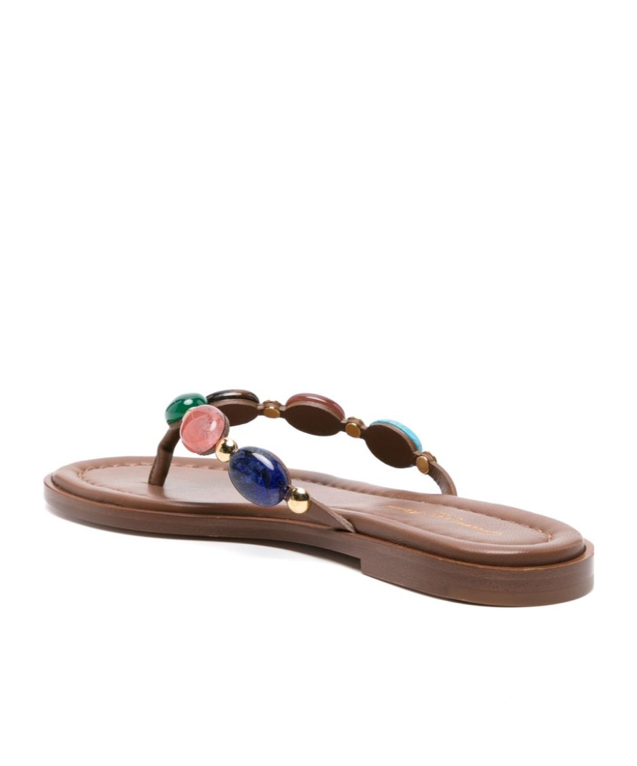 Gianvito Rossi Shanti Thong 05 Leather Slides In Brown