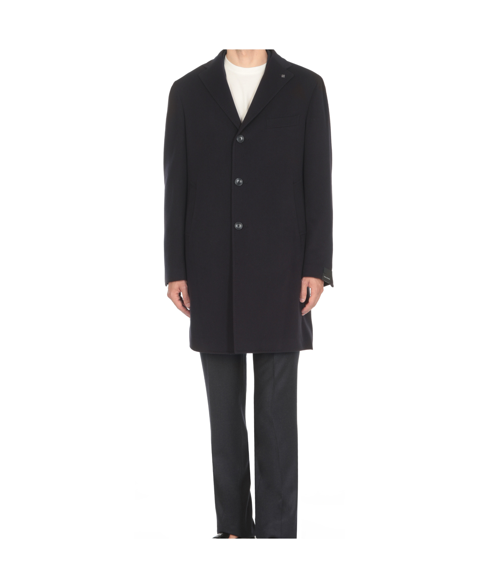 Tagliatore Single-breasted Cut-off Coat With Cashmere Blend In Black