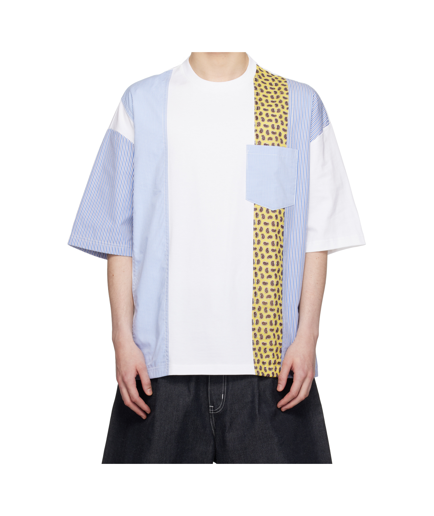Comme Des Garçons White Multi Fabrics Mix T-shirt