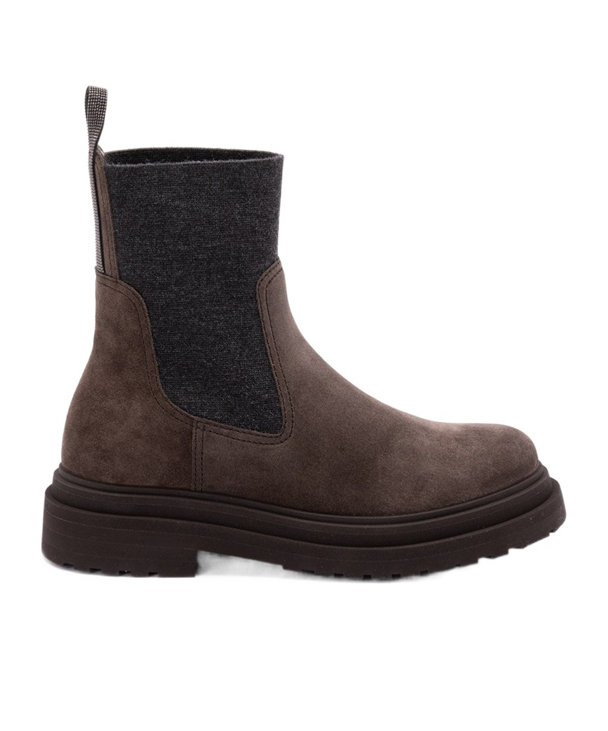 Brunello Cucinelli Round Toe Ankle Boots In Brown