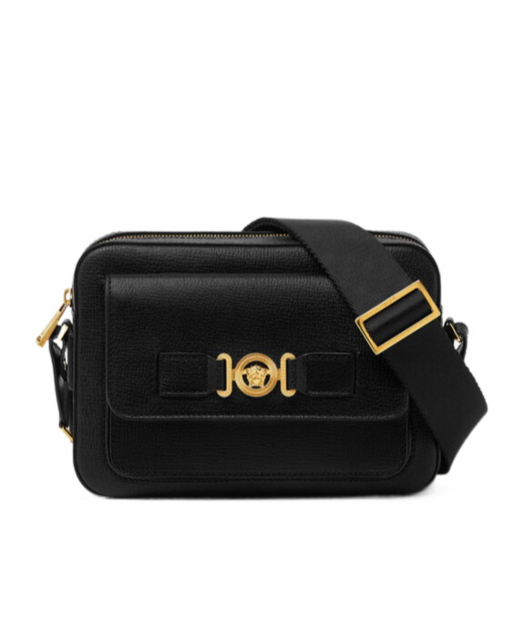 Versace Medusa Biggie Messenger Bag In Black