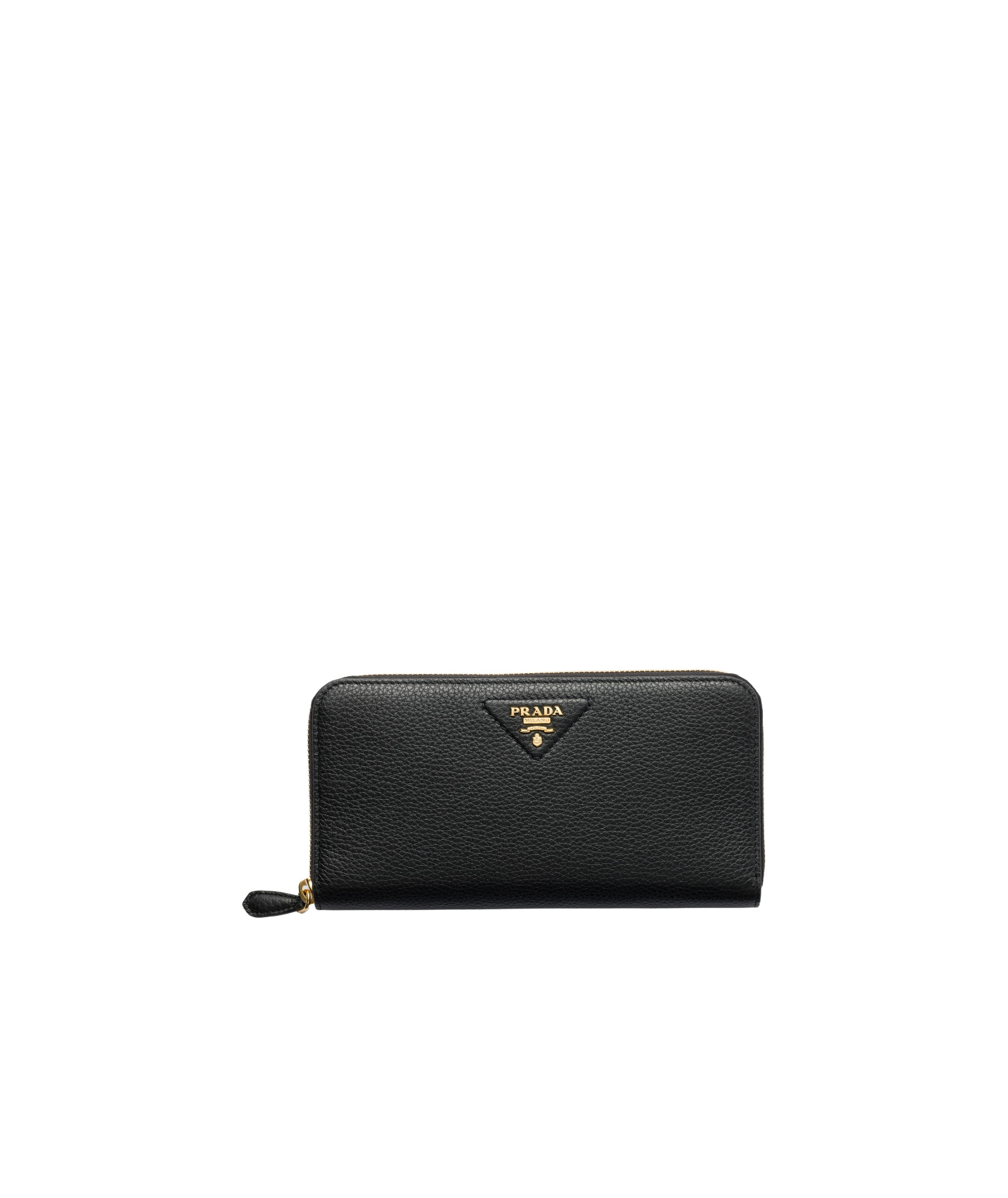 Prada Large Leather Wallet In Black