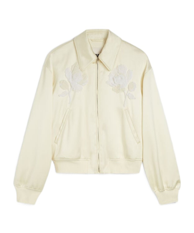 Jil Sander Duchess Embroidered Bomber Jacket In Neutral