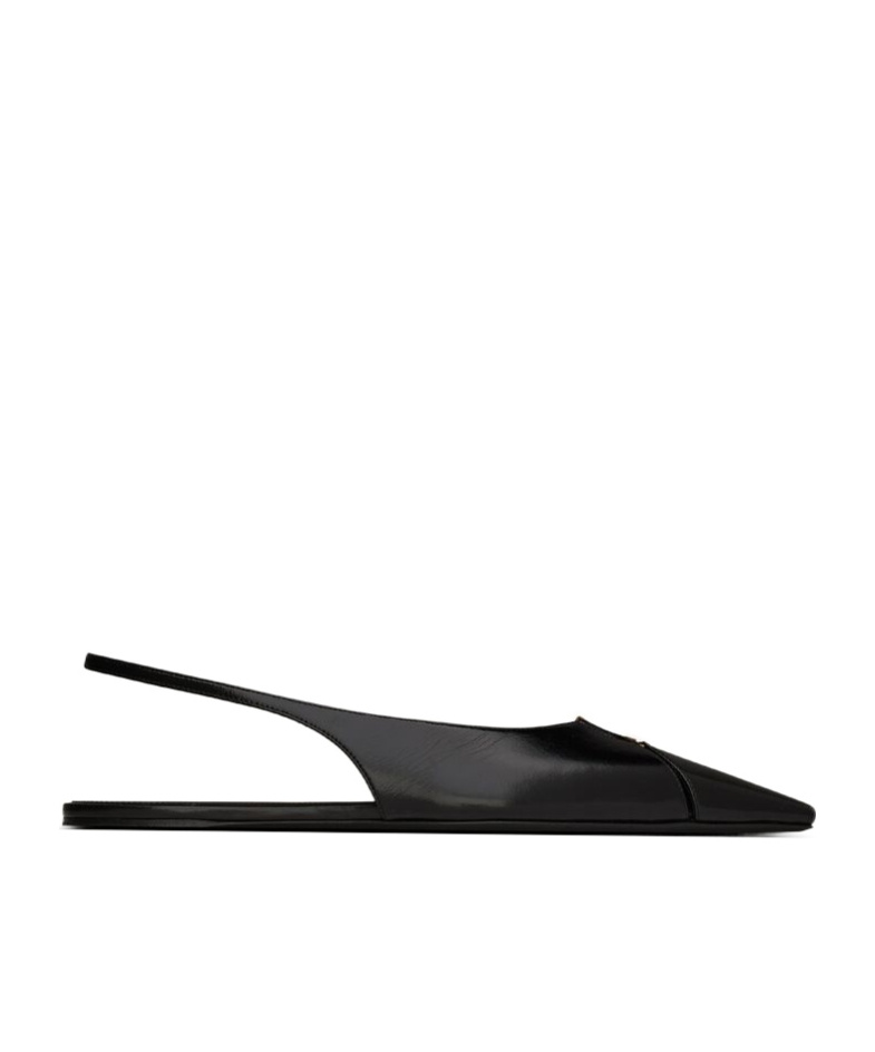 Saint Laurent Babylone Slingback Flats In Smooth Leather