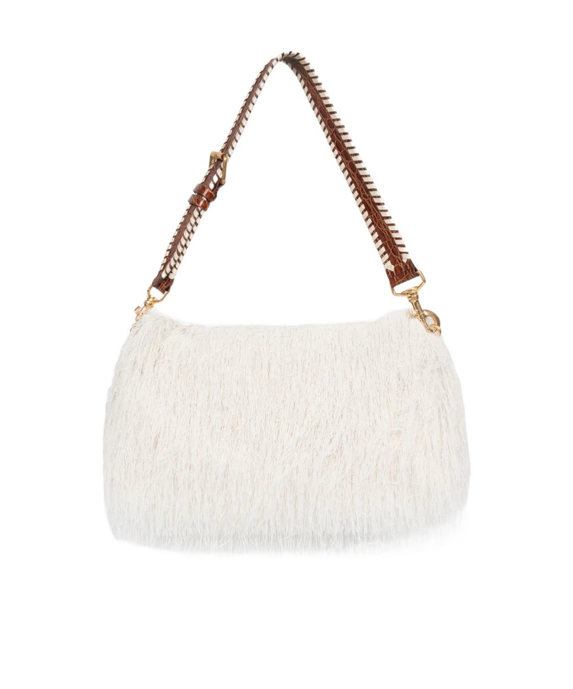 Dries Van Noten Fringed Shoulder Bag In White