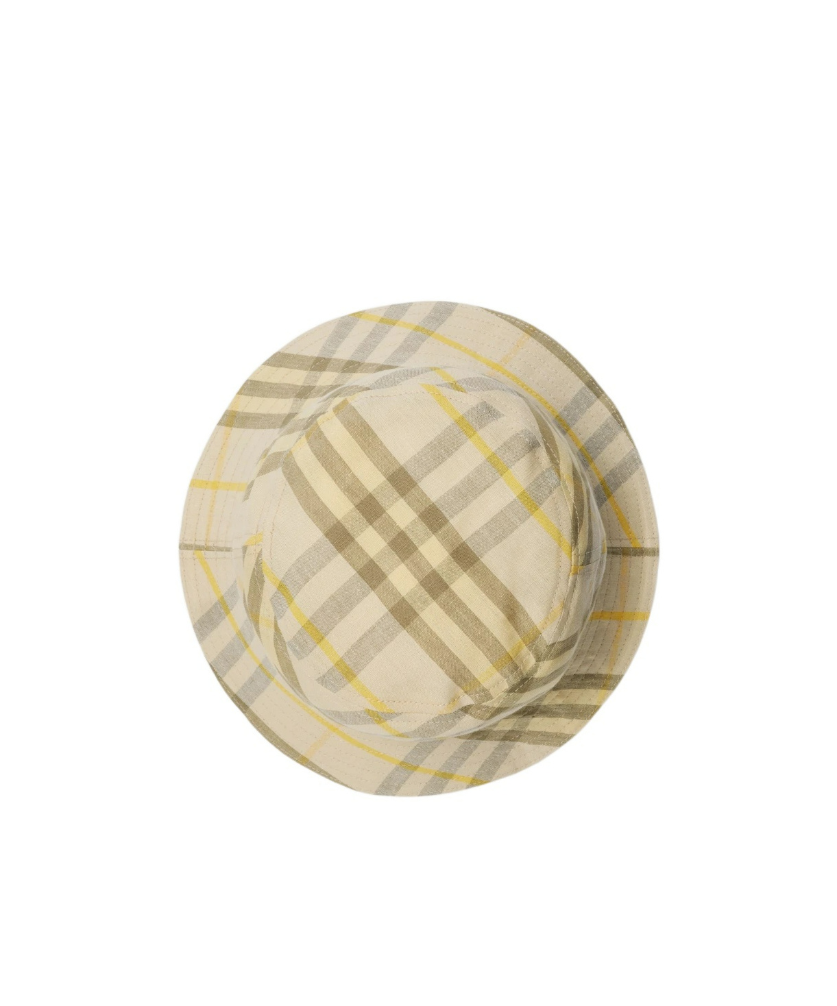 Burberry Checked Linen Bucket Hat In Nude