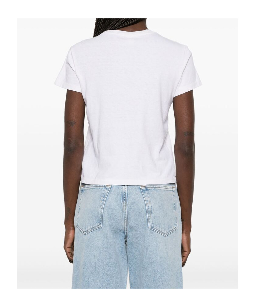 Re/done Open-necked Black Shirt In White