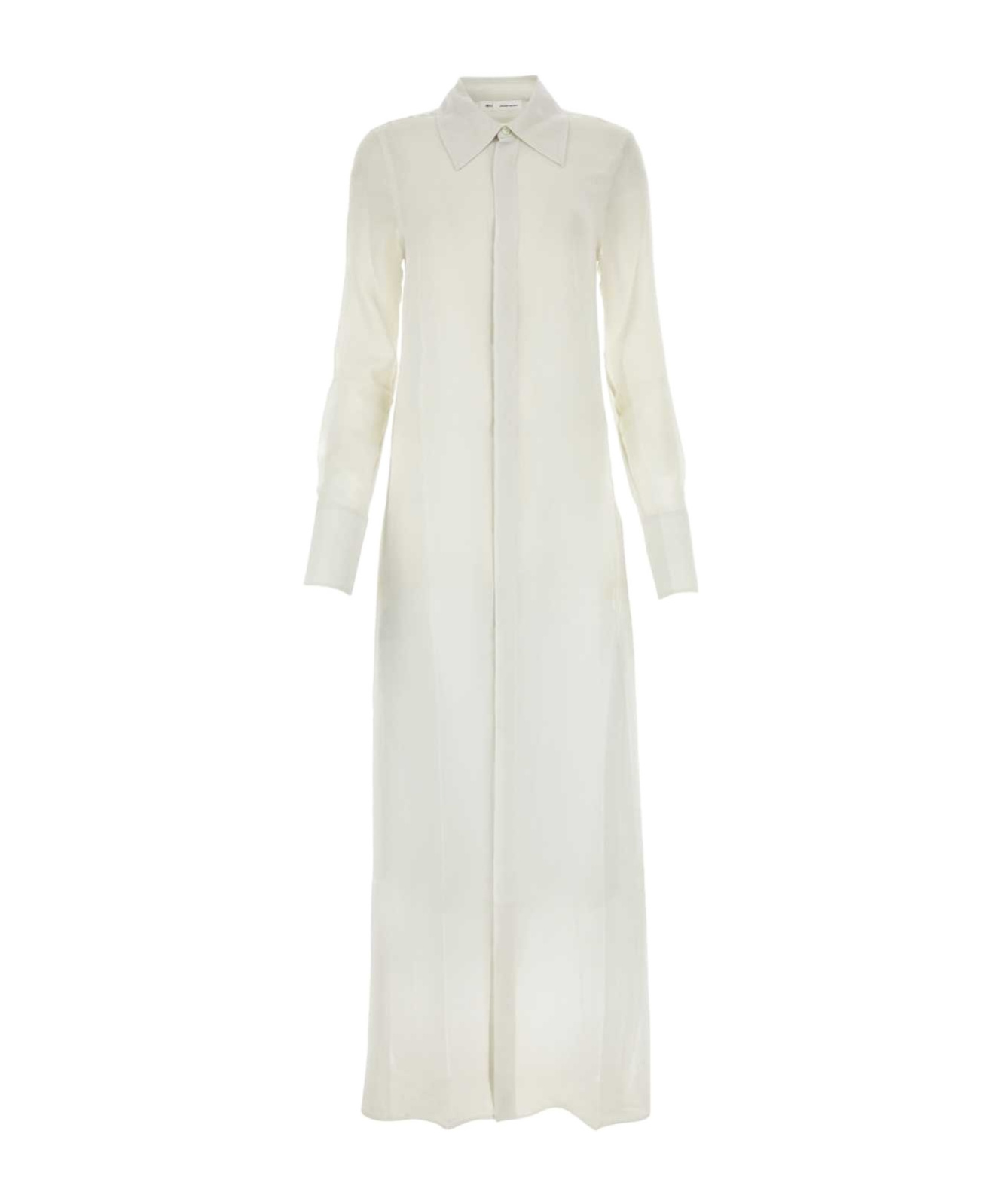 Ami Alexandre Mattiussi Ami Paris Chalk Crepe Shirt Dress In White