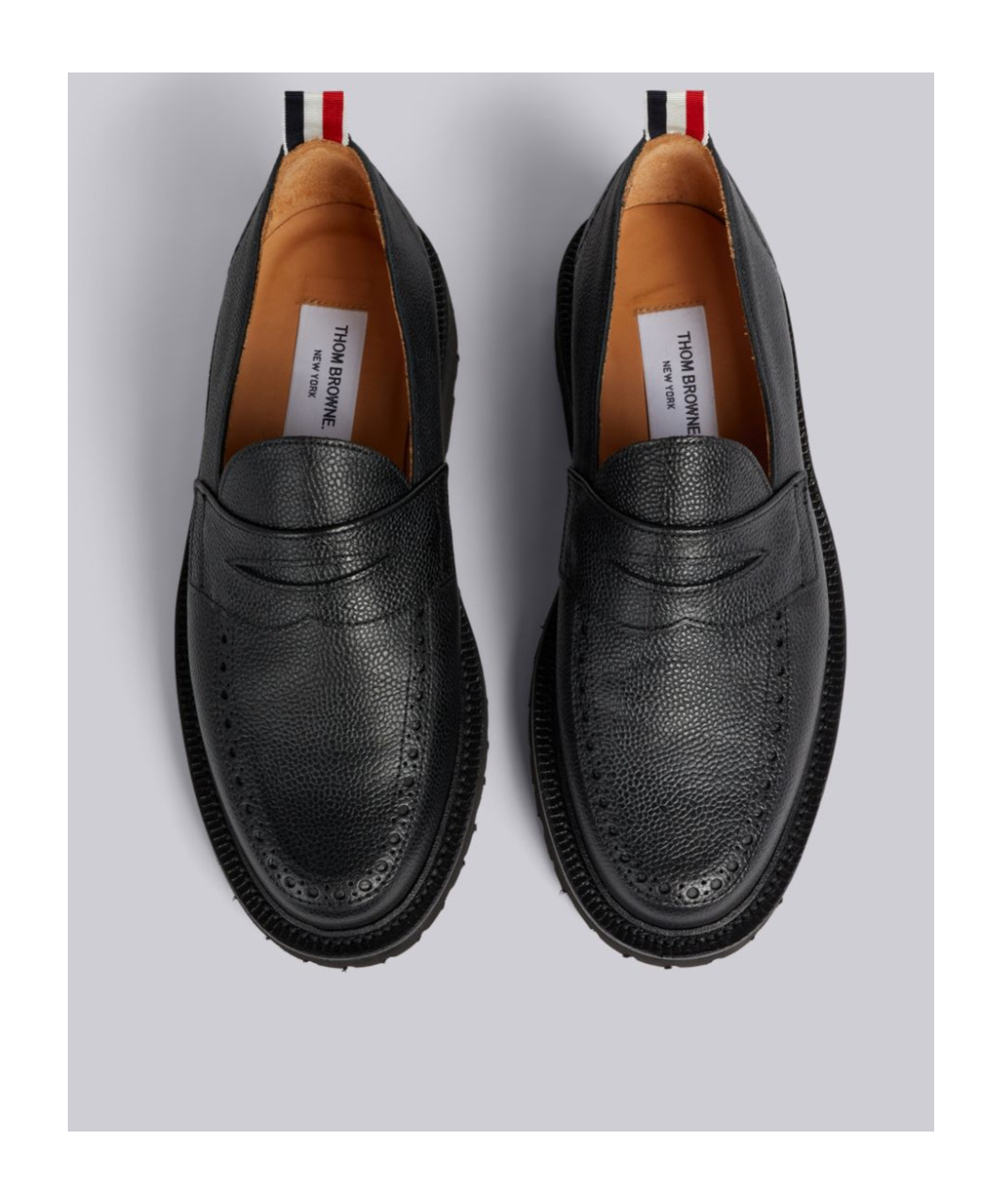 Shop Thom Browne Pebbled Penny Loafers In Black