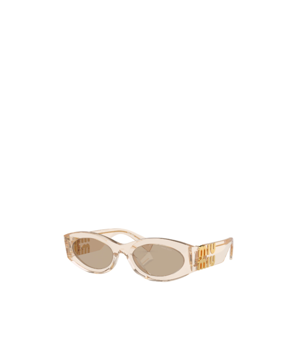 Miu Miu Logo Oval Acetate Sunglasses In Nude