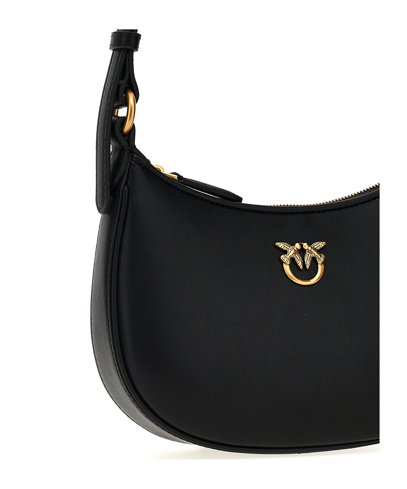 Pinko Mini Love Bag Half Moon Simply In Black-antique Gold