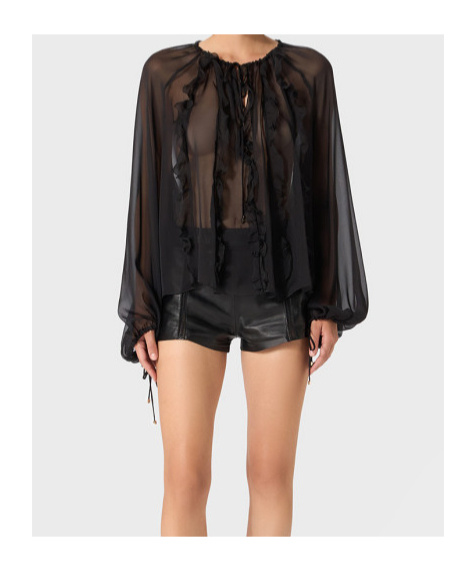 Blumarine Long-sleeved Blouse In Black