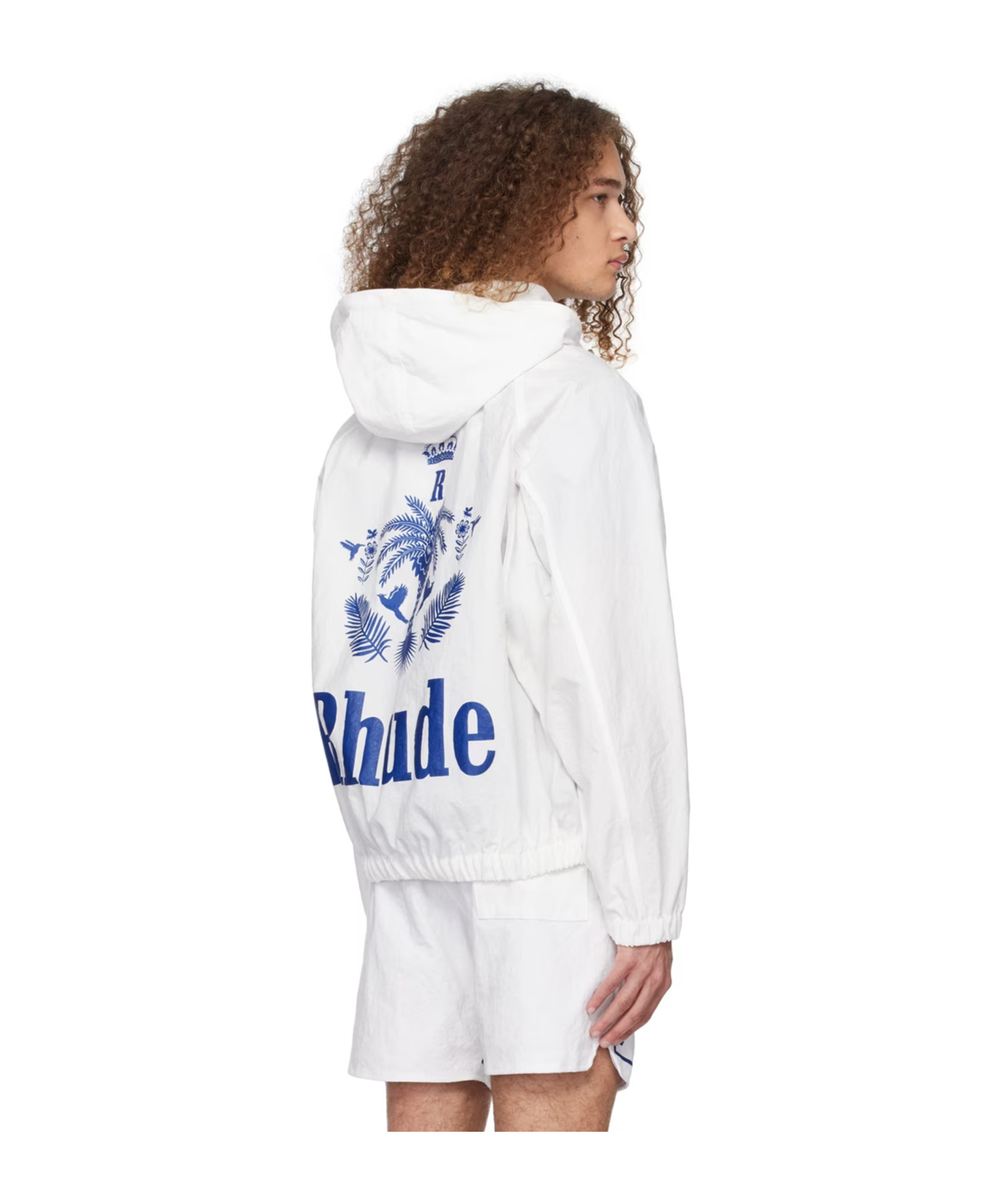 Rhude Logo-print Hooded Track Jacket In White
