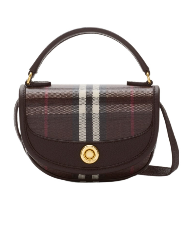 Burberry Womens Mahogany Highlands Check Cotton-blend Cross-body Bag In Brown