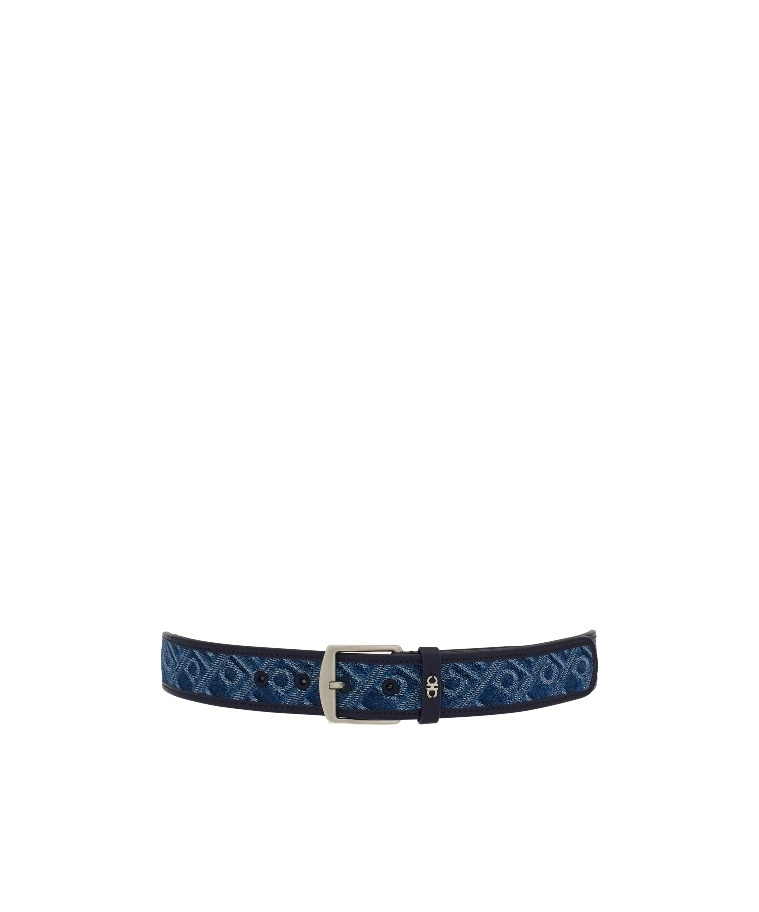 Ferragamo Lettering Belt In Blue