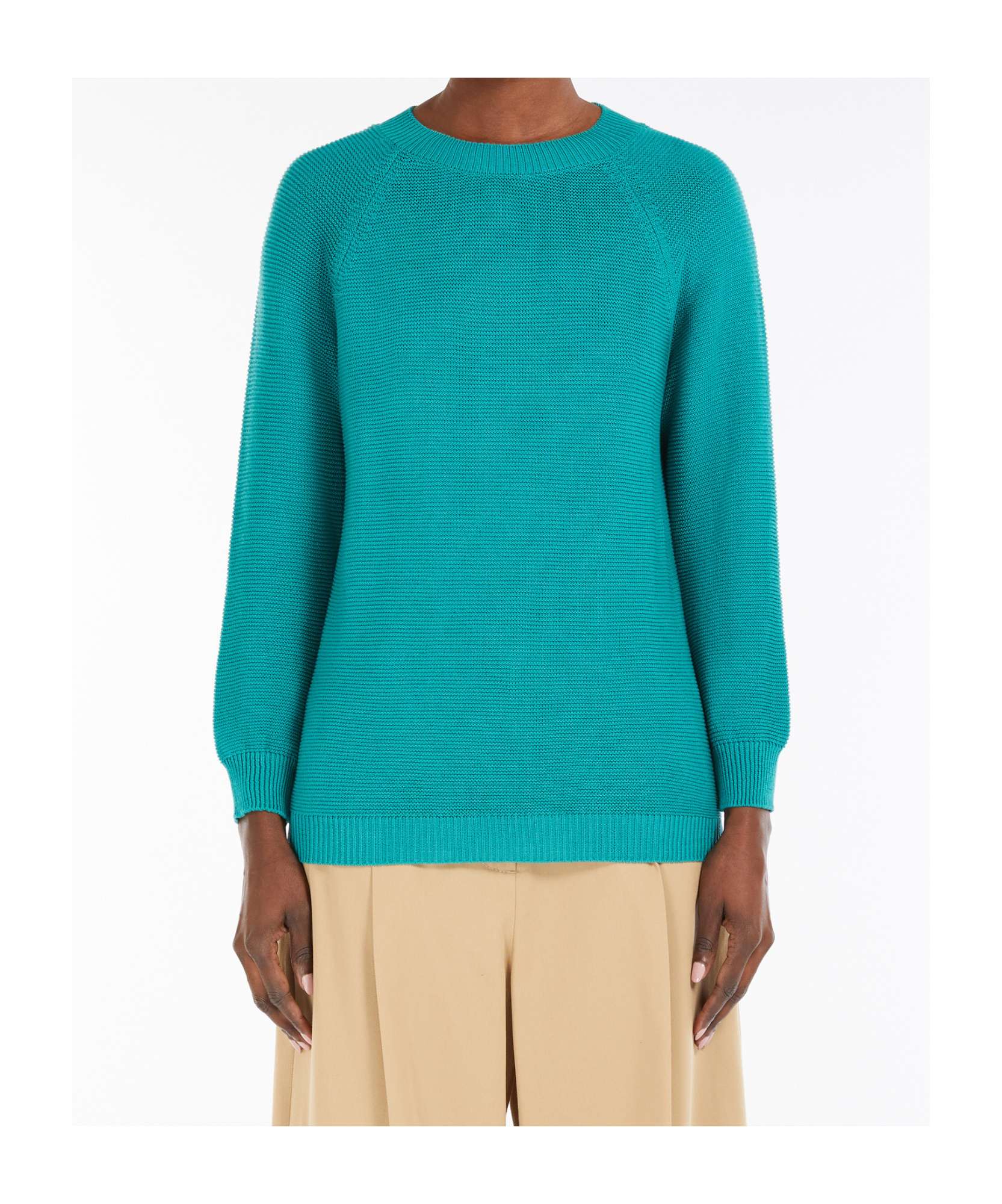 Weekend Max Mara Linz Cotton Knit Sweater In Green