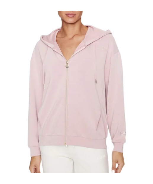 Emporio Armani Logo Hooded Zipper Sweatshirt In Pink
