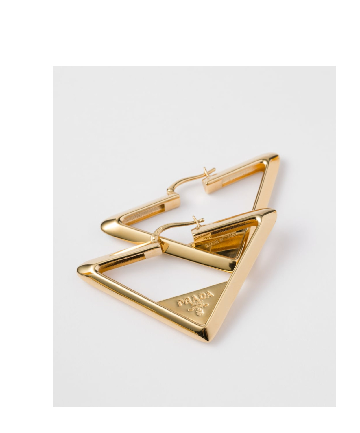 Prada Triangular Earrings In Golden