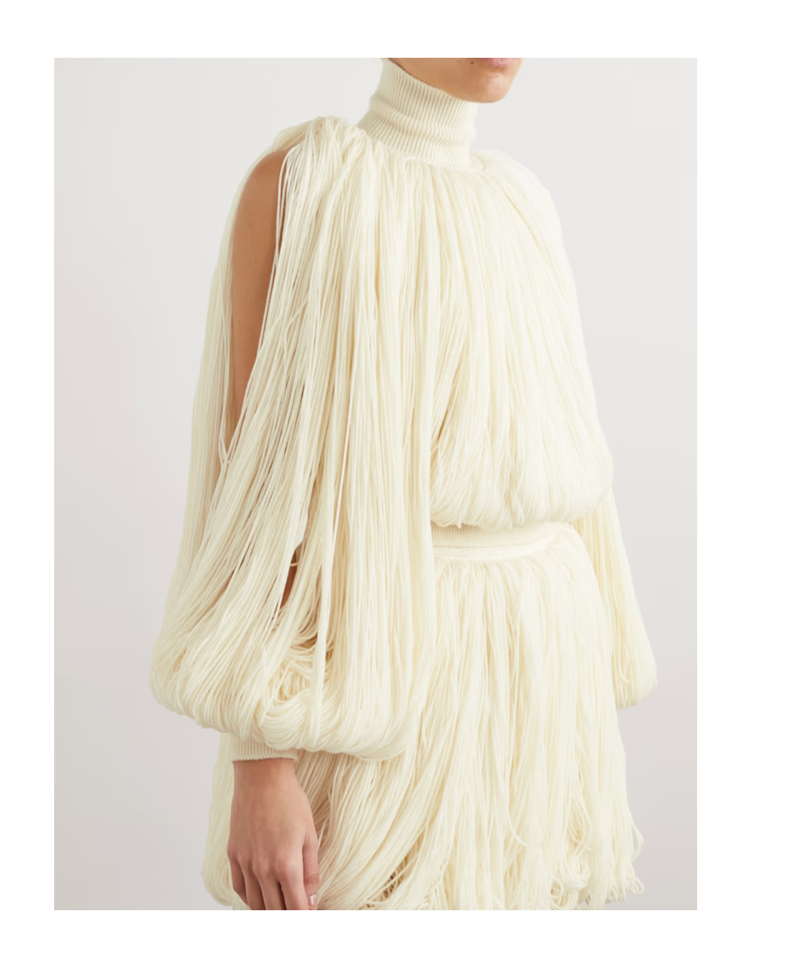 Shop Alaïa Tassel Wool Turtleneck In White
