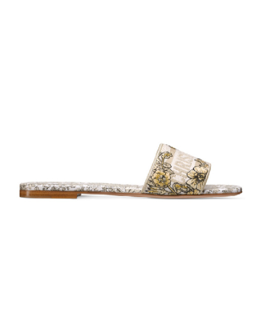 Dior Round Head Flat Slippers In Multicolor