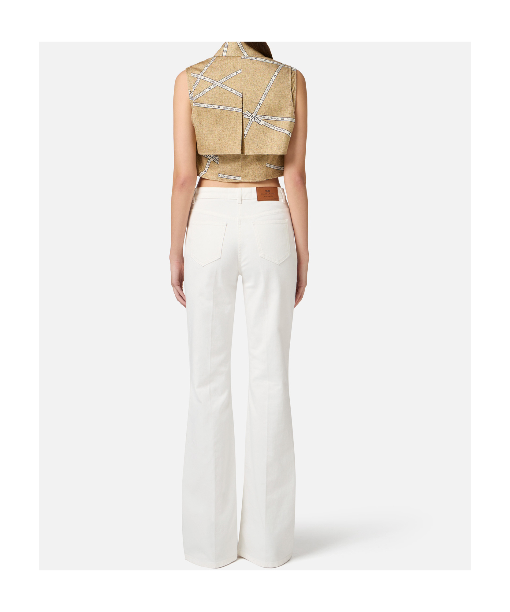 Elisabetta Franchi Jewelled Bows Trousers In White
