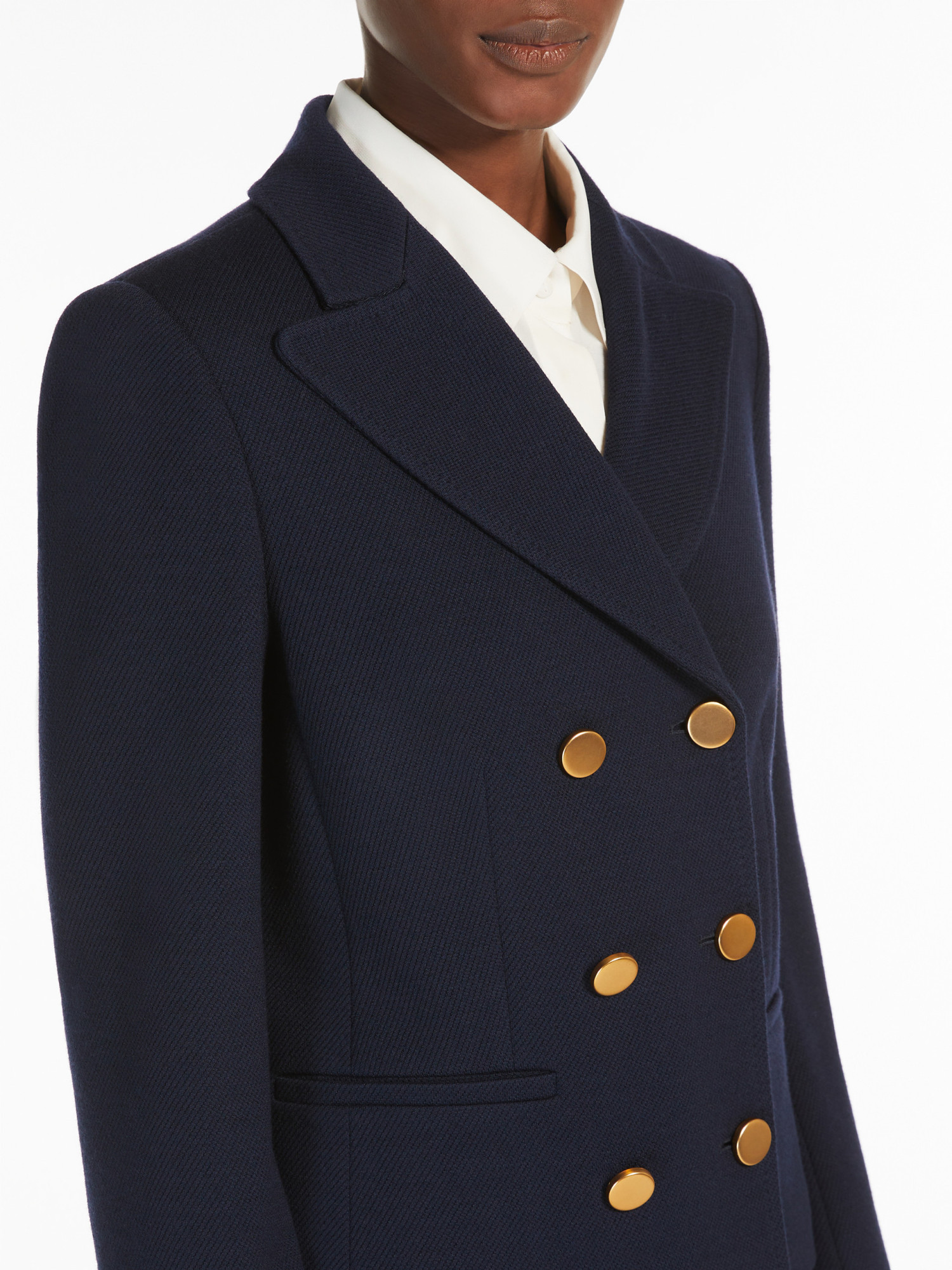 Max Mara Lapel Long-sleeved Suit Coat In Black
