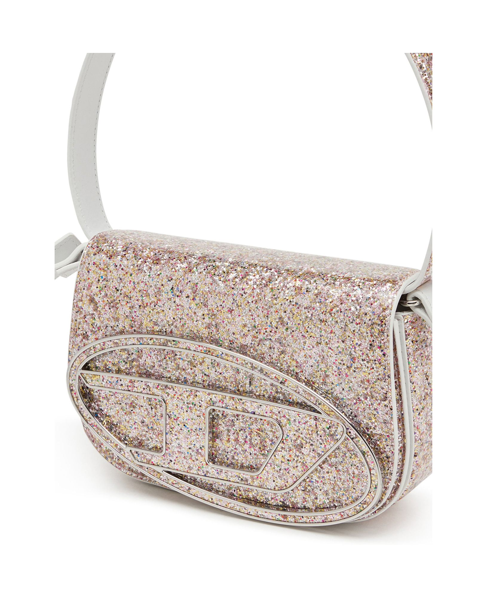 Diesel Glitter Top Handle Shoulder Bag In Nude