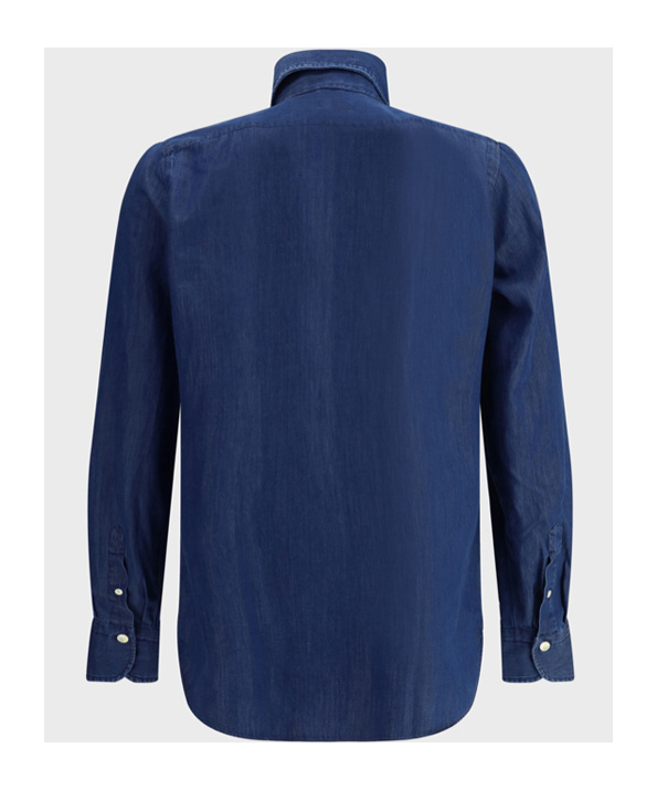 Shop Finamore 1925 Napoli Button-up Cotton Shirt In Blue