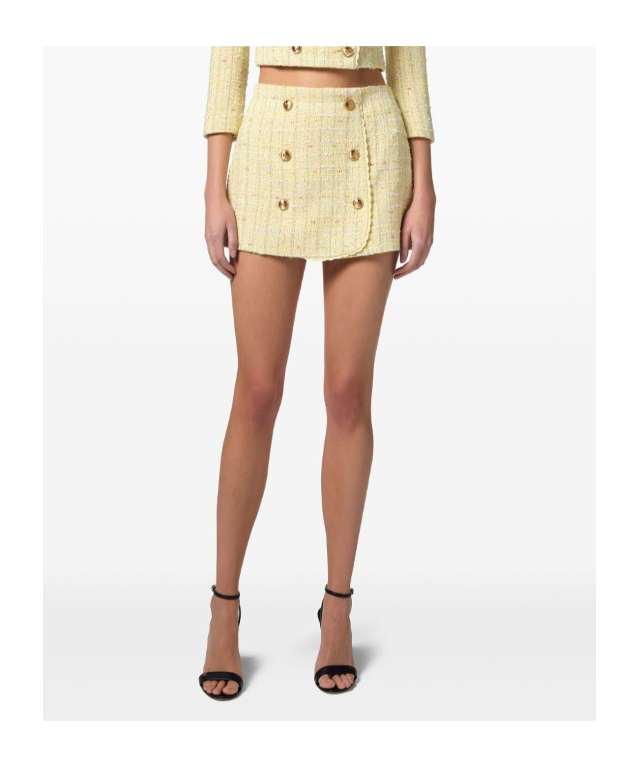 Elisabetta Franchi Button Skirt In Nude