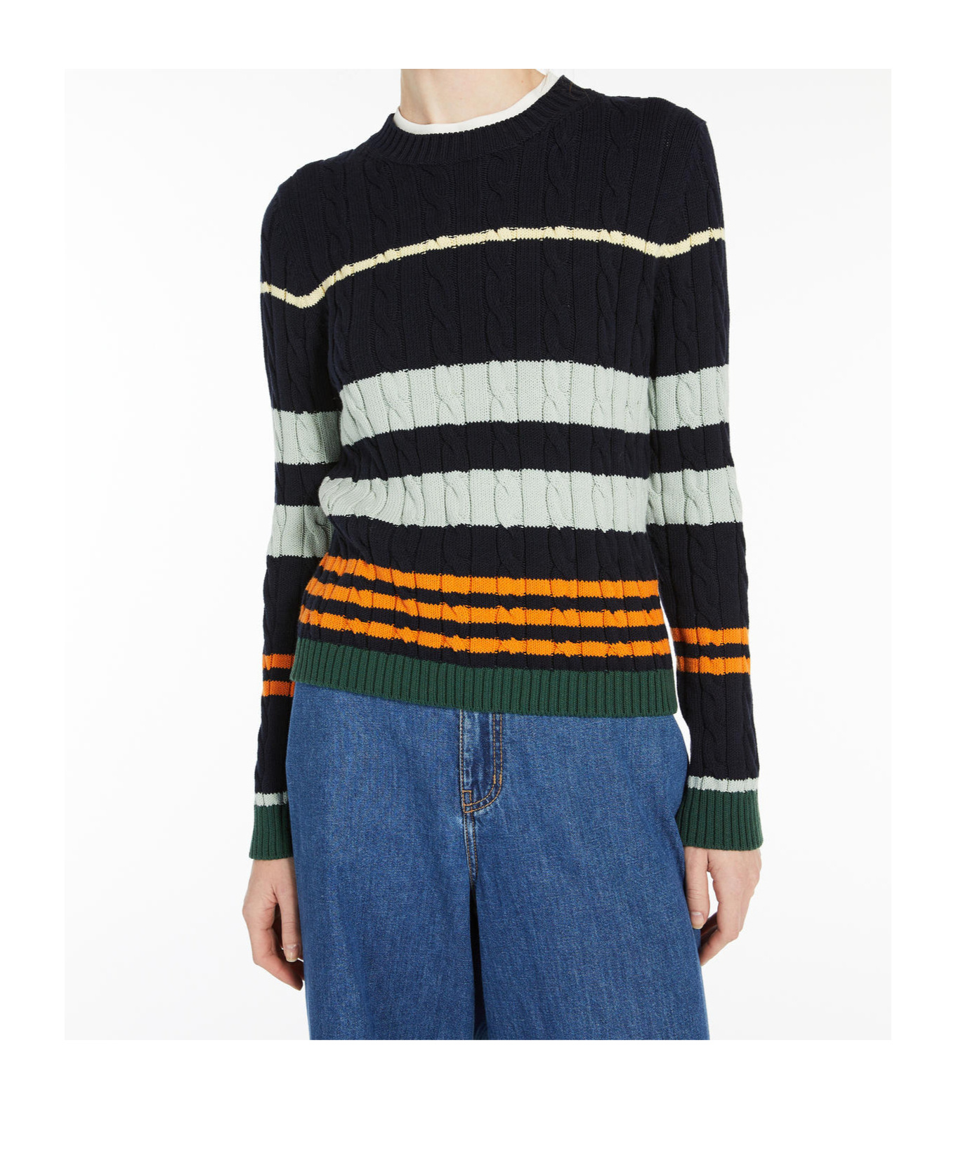 Weekend Max Mara Zorro Striped Crewneck Jumper In Black