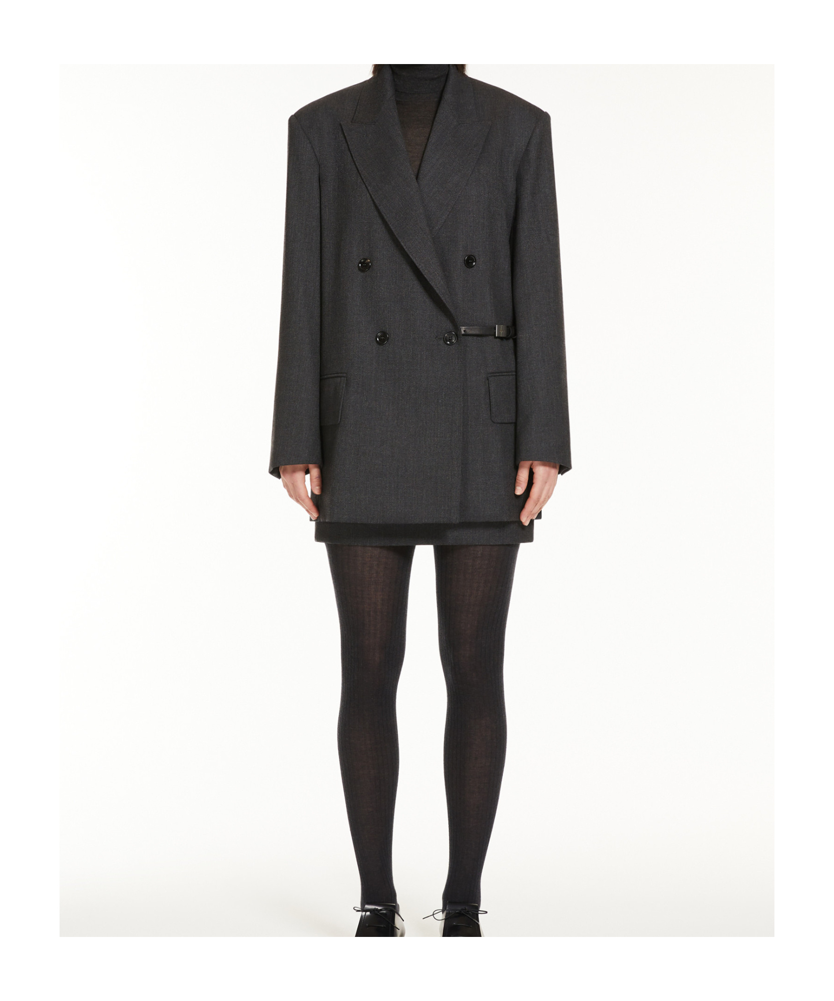 Max Mara Wool Gabardine Double-breasted Blazer In Black